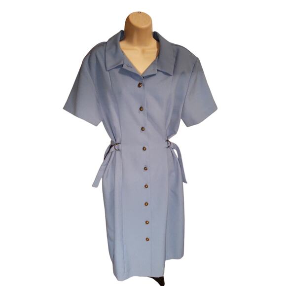 Vintage - Habits - Periwinkle Shirt Dress - Adjustable Waist - Size 18P - Picture 1 of 7